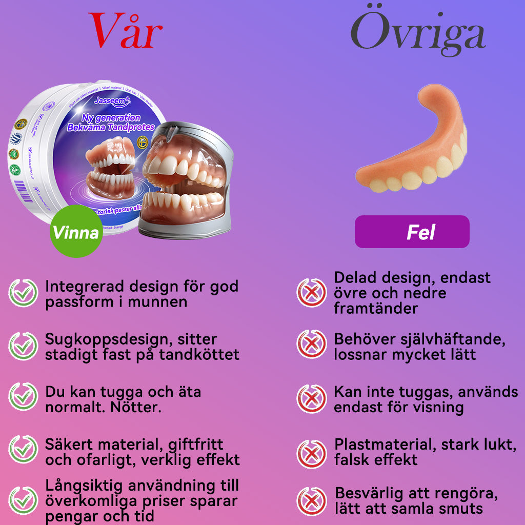 𝐉𝐚𝐬𝐬𝐞𝐞𝐦®🍀 Senaste Premium Komfort Tandproteser (Högkvalitativa Tandproteser, Bekväma att Bära - Begränsad Tid 70% Rabatt)🔥